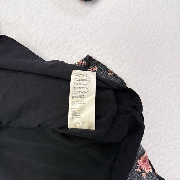 Free People Flower Fields Mini Dress Size Small Black Red Floral Flowy Buttons - Picture 8 of 11